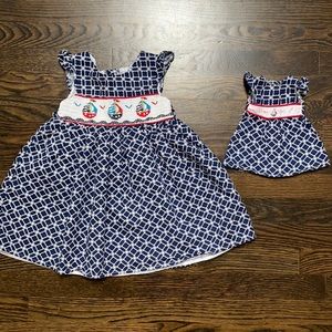 Dollie & Me Smocked Dress Sailboat Set size 3